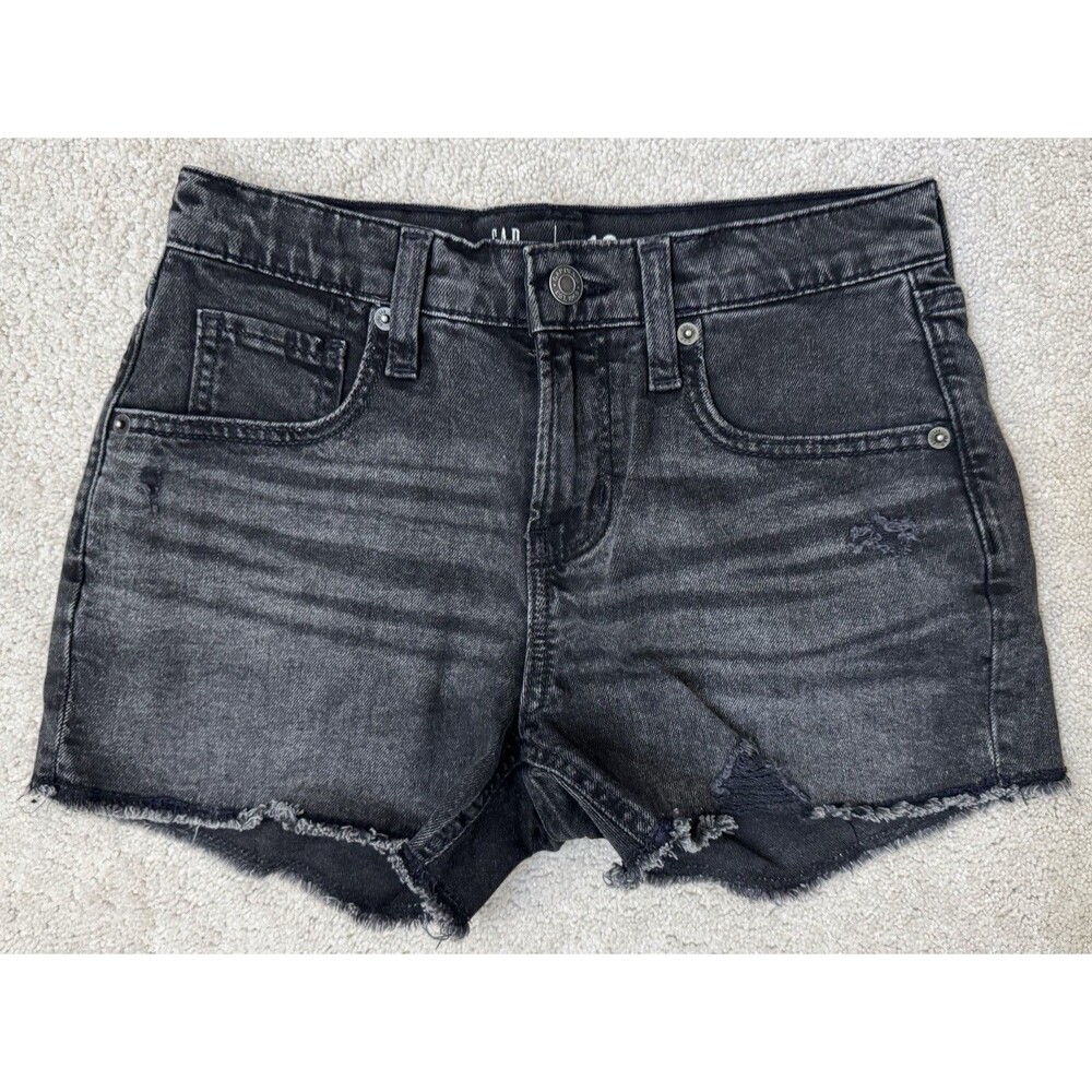 Gap Girls 12 Black Distressed Jean Shorts